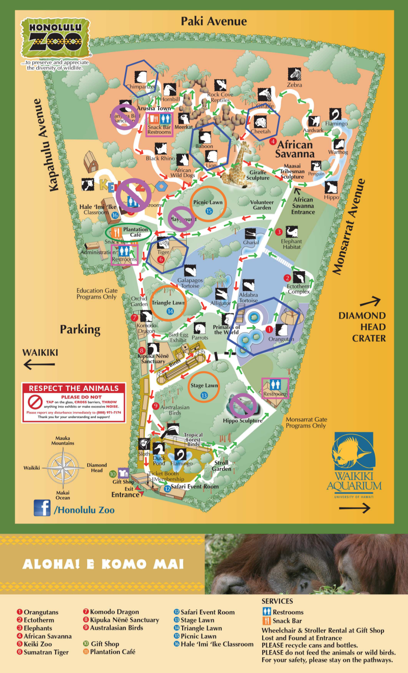 Honolulu Zoo Map of the Zoo Best Family Activity in Oahu
