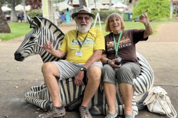 Steve Sylvie on zebra bench 2025 Steve Sylvie on zebra bench 2025