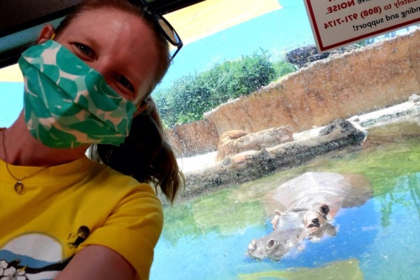 Volunteer Kelley with hippo